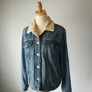 GAP Sherpa Lined Trucker Jacket Denim Jean Blue